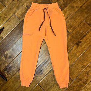 Figs High Waist Zamora Jogger Scrub Pants Nurse Doctor Orange Papaya Size XS